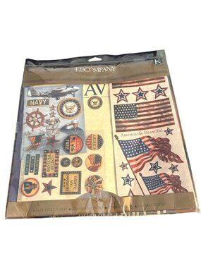K&Company Navy Scrapbook Kit Stickers 12x12 Papers Patriotic Military NSP